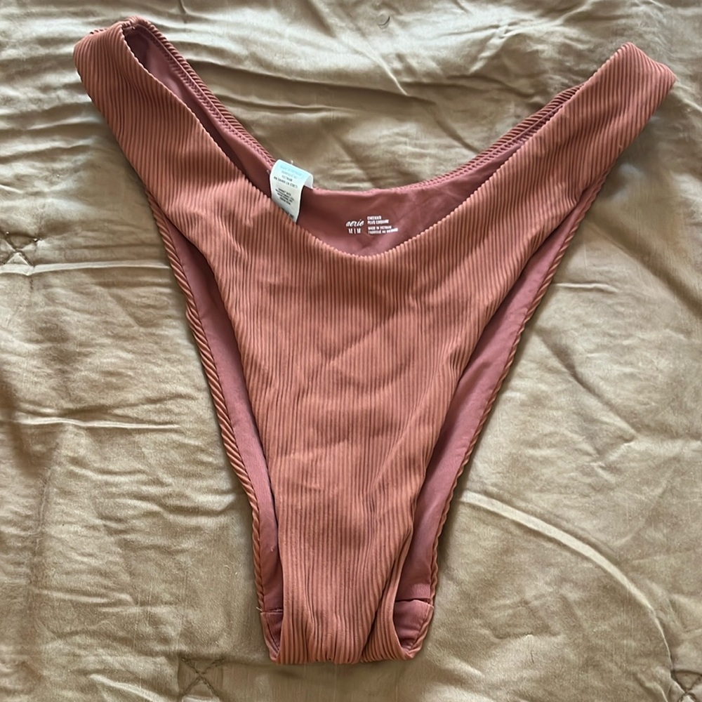 Aerie Ribbed High Rise Cheeky Bikini Bottoms